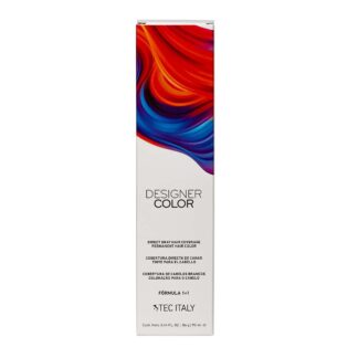 Tec Italy Designer Color 2021 Series Packaging is in a white box with a vibrant and colorful red and blue splash at the top. The red and blue colors are dancing like waves in the ocean swaying up and down whimsically.