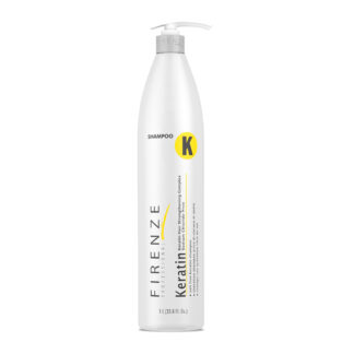 Tall slender pearl white bottle with pump dispenser for Firenze Professional: Keratin Shampoo (Sulfate-Free) (Liter)