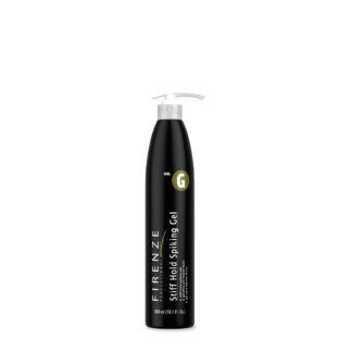 Tall slender onyx black bottle with pump dispenser for Firenze Professional: Stiff Hold Spiking Gel (10oz)